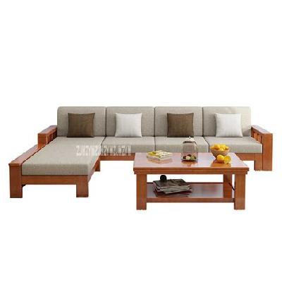 Modern Wood L Shape Sofa Set