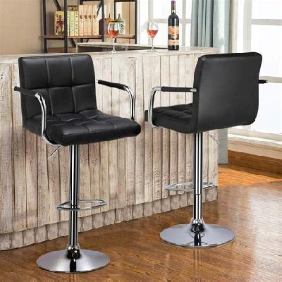 Black Leather Bar Stool Chair
