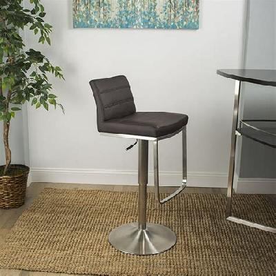 Stainless Steel And Leather Bar Stool