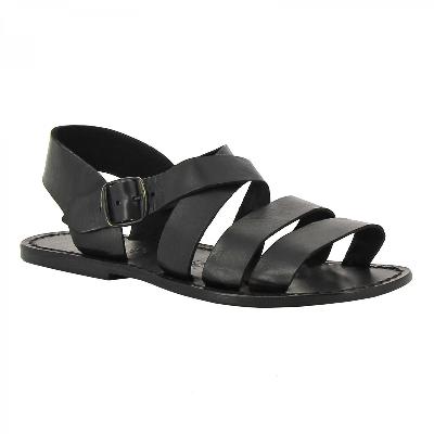Mens Leather Black Designer Sandal
