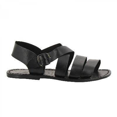 Men Black Leather Sandal
