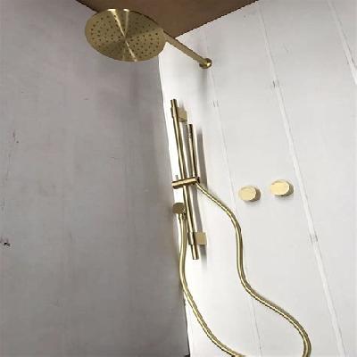 Shower System And Faucet Matt Blck And Rose Gold