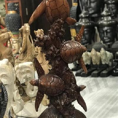 Wooden Tortoise Showpiece