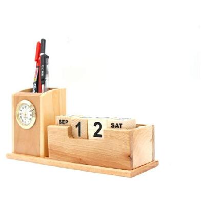 Wood Calender And Pen Stand