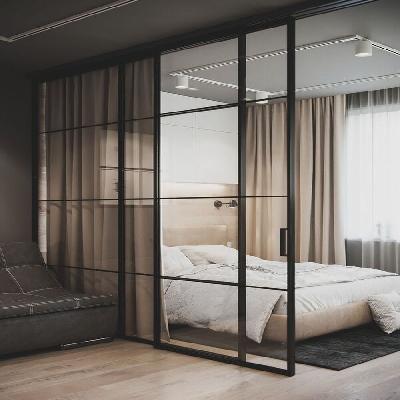 SLIMLINE BLACKMATT FIX PARTITION DOOR SLIDING PROFILE