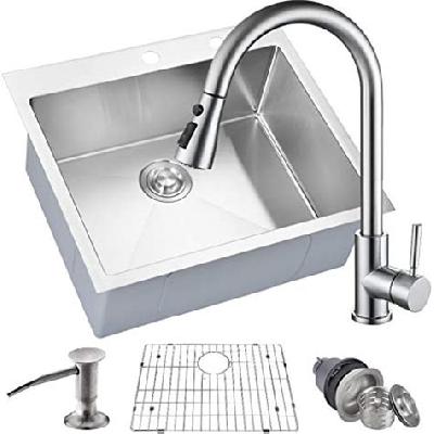 Handmade Stainless Steel Kitchen Sink With Sink Basket