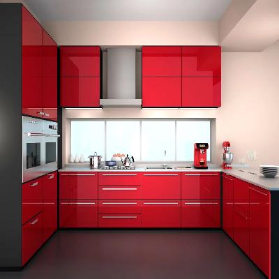 L Shape Digital PVC Modular Kitchen