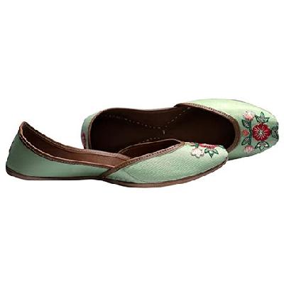 Kids Light Green Leather Jutti