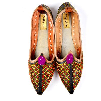 Kids Mirror Work Leather Jutti