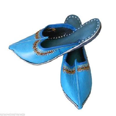 Ladies Sky Blue Leather Jutti