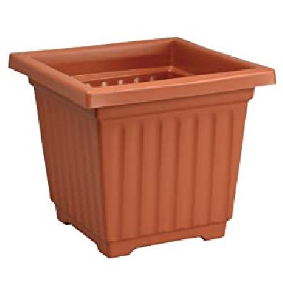 12 Inch Plastic Square Planter - Brown