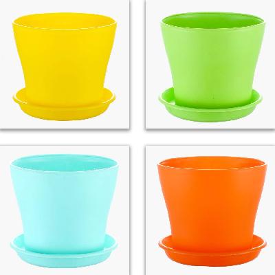 16 Inch Size Bottom Tray (for 20 inch Conical Shape Pot) Terracotta Color (Set of 5) - Minerva Natur