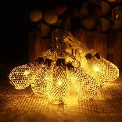 Minerva Naturals 16 LED Golden Metal Lantern String Fairy Light for Decoration -Warm White