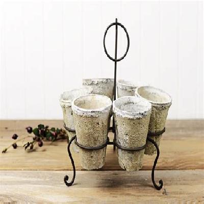 Minerva Naturals Cart Metal 6 Pot Holder Stand 71x52x22 Cm