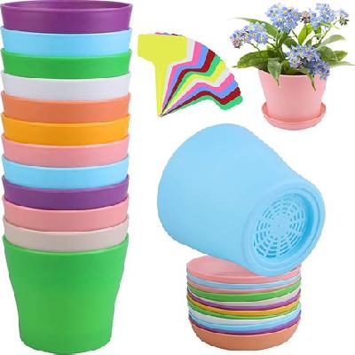 Plastic Flower Pot 8 Inch Pot Multi Color