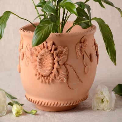 Printed Ceramic Planter 7 X 7 X 6.5