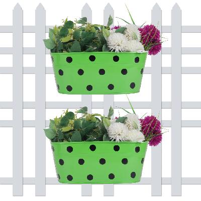 Railing Planter Pots Green Colour (Set Of 2) Minerva Naturals