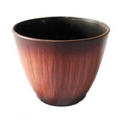Table Top Wooden Finish Planters With Ridges ( 8 Cm Dia X 8 Cm Height)
