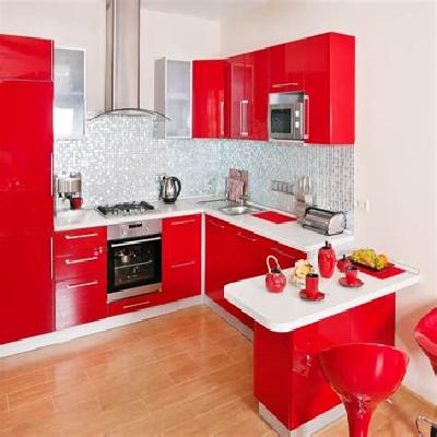 White And Red Kitchen Cabinets