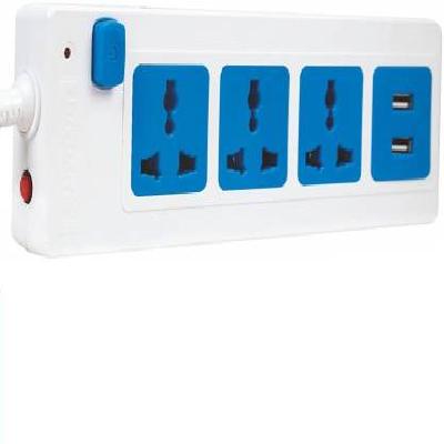 PRODOT 1 Socket 2 USB Spike Buster Power Strip Extension Surge Protector (2.5 m Wire, White)