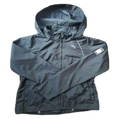 Black Full Sleeve Hooded Windcheater Jacket
