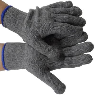 Grey Cotton Knitted Gloves