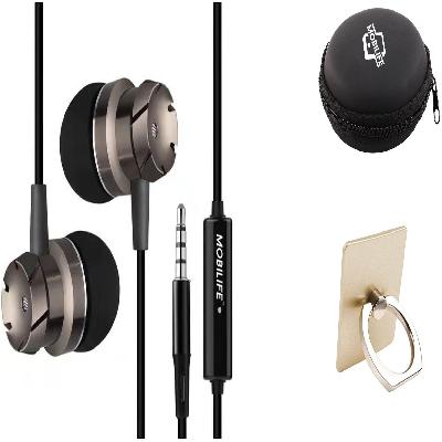 Mobilife Metal In-Ear Earphone, Extra Bass, Remote Control, Mic and Phone Call (Gold)