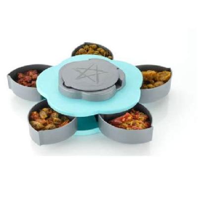 5 Compartments Flower Serving Rotating Tray Dry Fruit Smart Candy Box