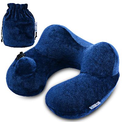 Blue Velvet Air Inflatable Neck Pillow