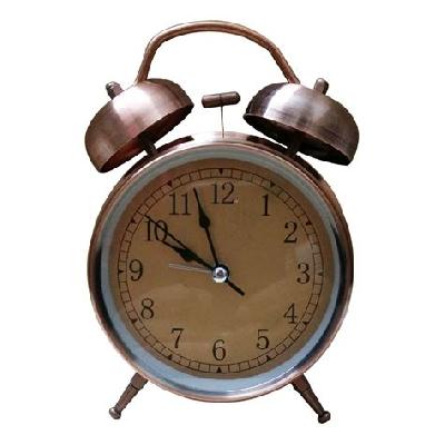 Large Size Twin Bell Golden Copper Clock