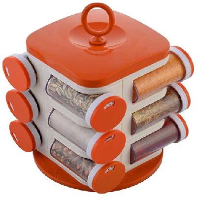 12 Pcs Revolving Plastic Spice Rack