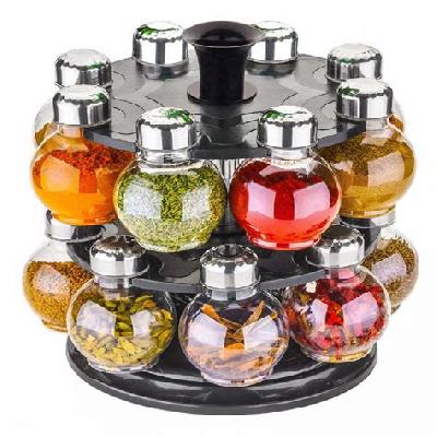16 Pcs Revolving Plastic Spice Rack