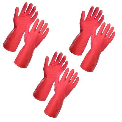 Flock Line Reusable Rubber Hand Gloves